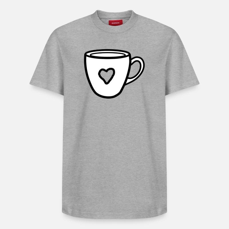 Kaffeebecher mit Herz - Relaxed Unisex Supima Cotton T-Shirt – von SPREAD - Grau meliert