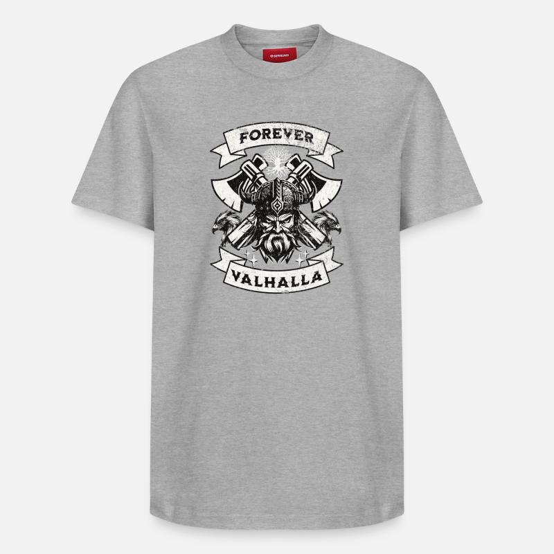 Forever Valhalla Wikinger Design - Relaxed Unisex Supima Cotton T-Shirt – von SPREAD - Grau meliert