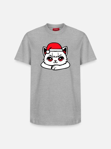 Cat Confident Santa Hat Cute Kitten - Relaxed Unisex Supima Cotton T-Shirt – by SPREAD - heather grey