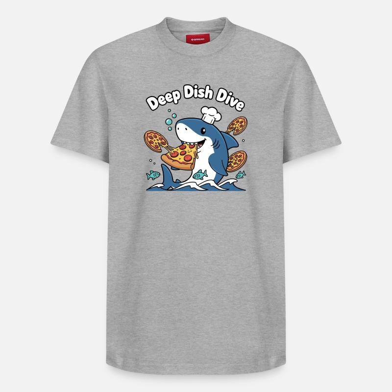 Deep Dish Dive Shark Chef - Relaxed Unisex Supima Cotton T-Shirt – von SPREAD - Grau meliert