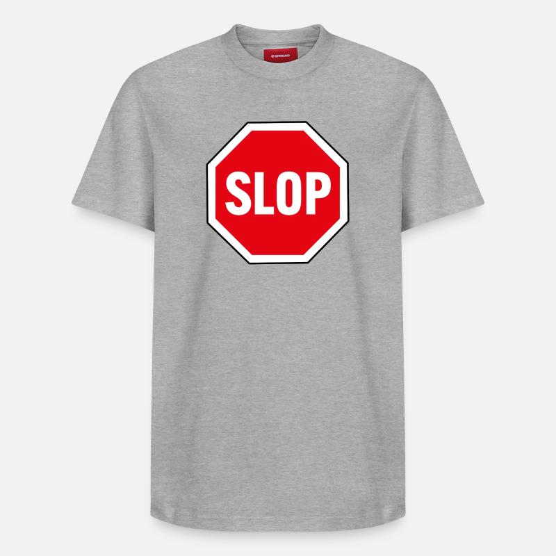 ARRÊTEZ le SLOP - T-shirt unisexe décontracté en coton Supima – de SPREAD - gris chiné