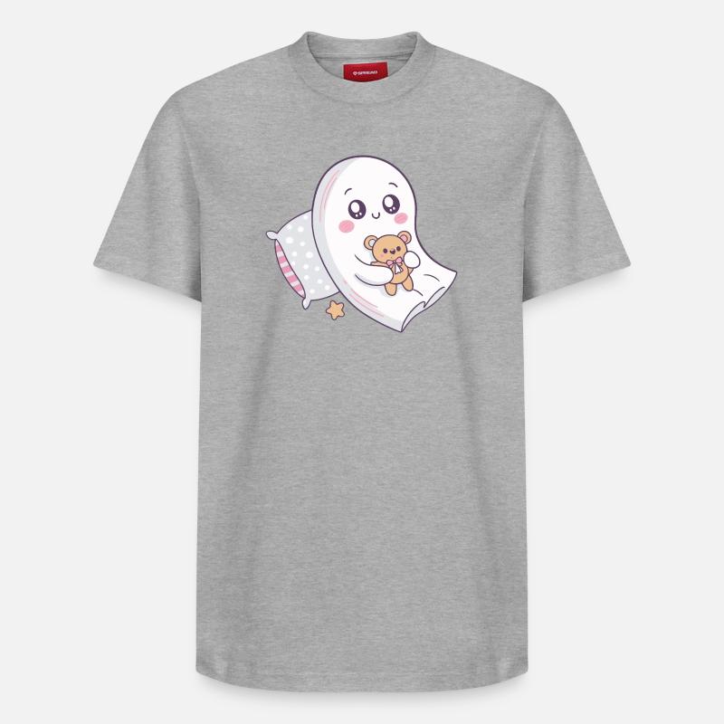 Fantôme câlin et nounours mignon - T-shirt unisexe décontracté en coton Supima – de SPREAD - gris chiné