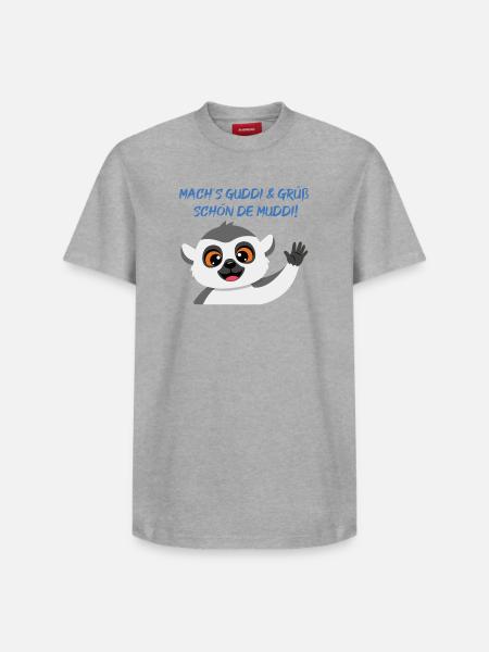 Lemur Grüßt Muddi Liebevoll - Relaxed Unisex Supima Cotton T-Shirt – von SPREAD - Grau meliert