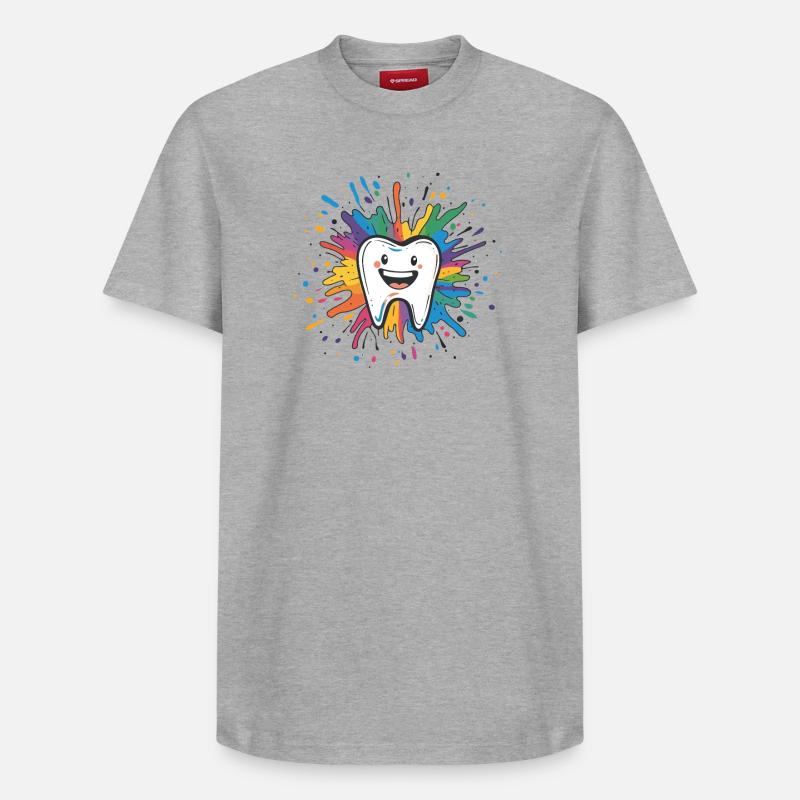Bunter Zahn Spritzer - Relaxed Unisex Supima Cotton T-Shirt – von SPREAD - Grau meliert