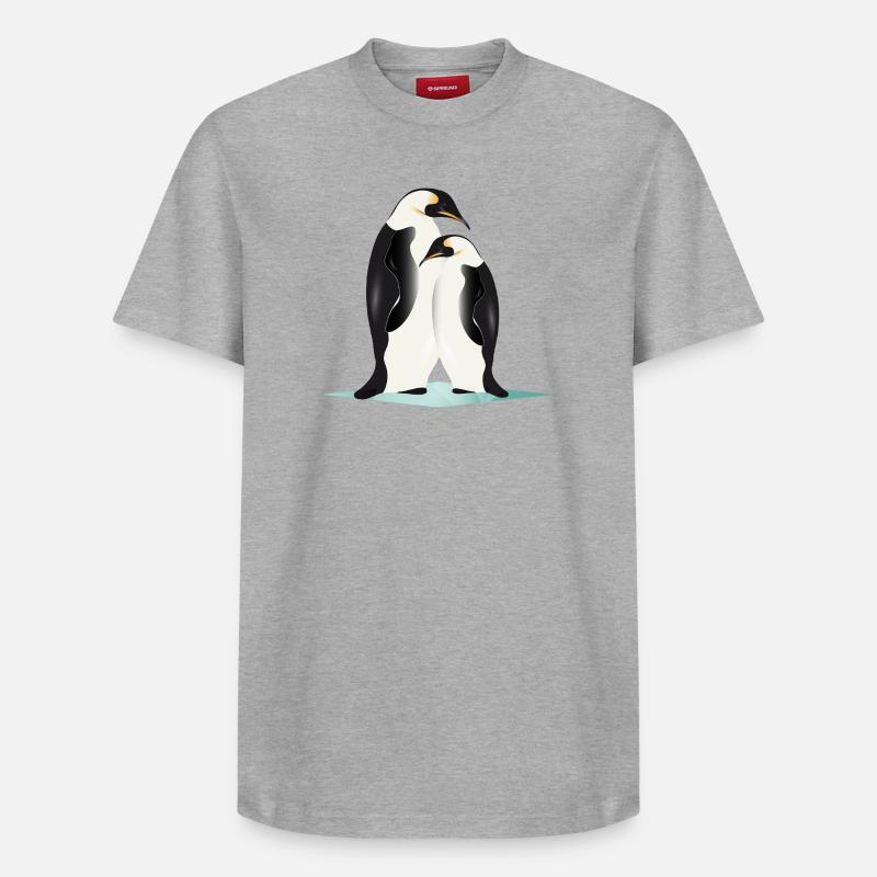Deux pingouins élégamment dessinés - T-shirt unisexe décontracté en coton Supima – de SPREAD - gris chiné