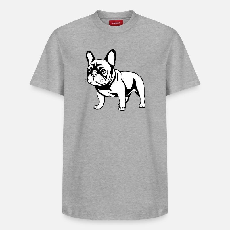 Bouledogue français noir et blanc - T-shirt unisexe décontracté en coton Supima – de SPREAD - gris chiné