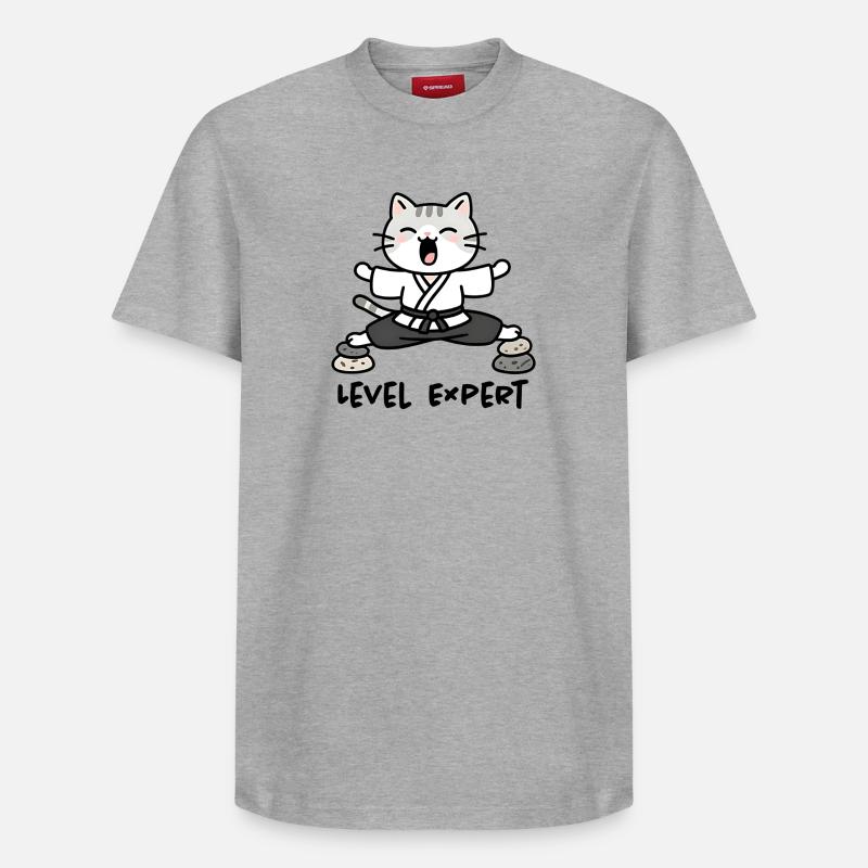 Chat Sensei Karaté Zen - T-shirt unisexe décontracté en coton Supima – de SPREAD - gris chiné