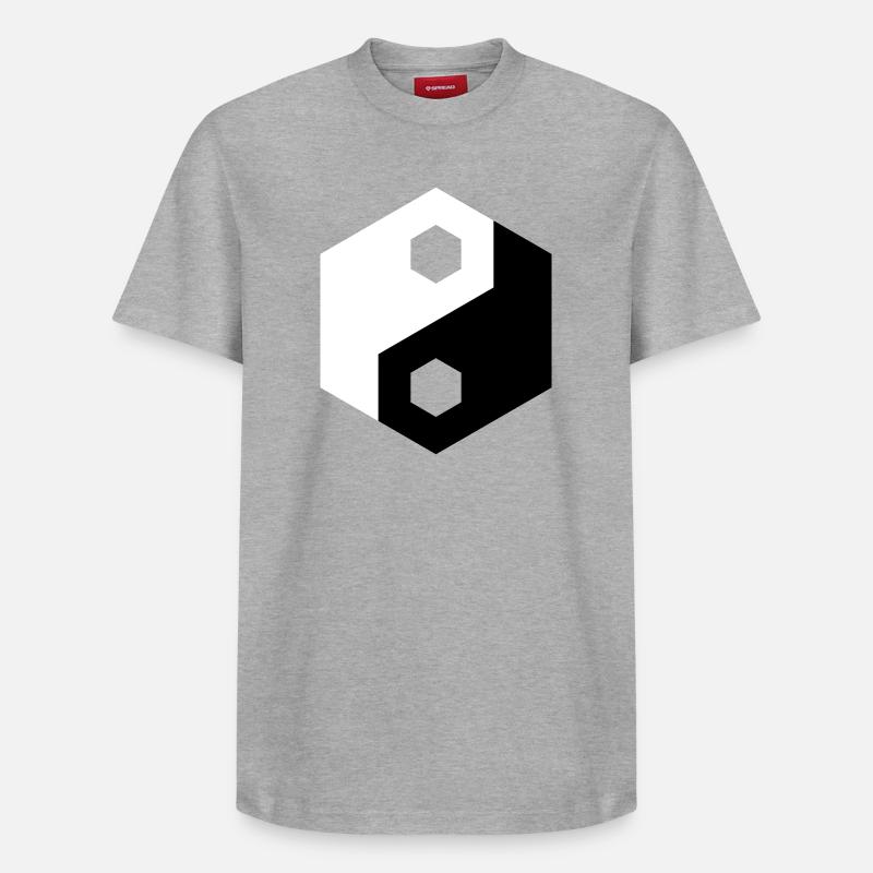 Découpe hexagonale Yin Yang - T-shirt unisexe décontracté en coton Supima – de SPREAD - gris chiné