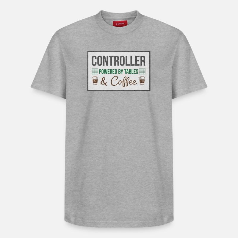 Controller Powered by Tables & Coffee - Relaxed Unisex Supima Cotton T-Shirt – von SPREAD - Grau meliert