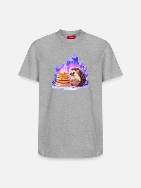 Hedgehog with pancakes and crystals - Relaxed Unisex Supima Cotton T-Shirt – by SPREAD - heather grey