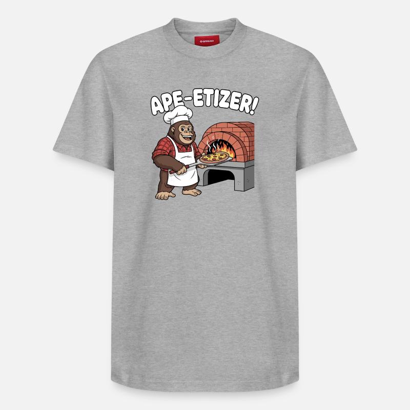 Ape-Etizer Pizza Chef - Relaxed Unisex Supima Cotton T-Shirt – von SPREAD - Grau meliert