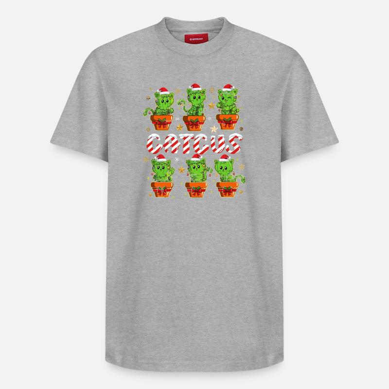 Cactus de Noël Caticus - T-shirt unisexe décontracté en coton Supima – de SPREAD - gris chiné