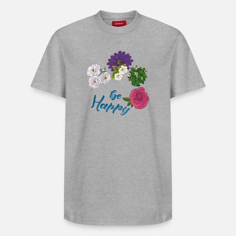 Sois heureux - T-shirt unisexe décontracté en coton Supima – de SPREAD - gris chiné