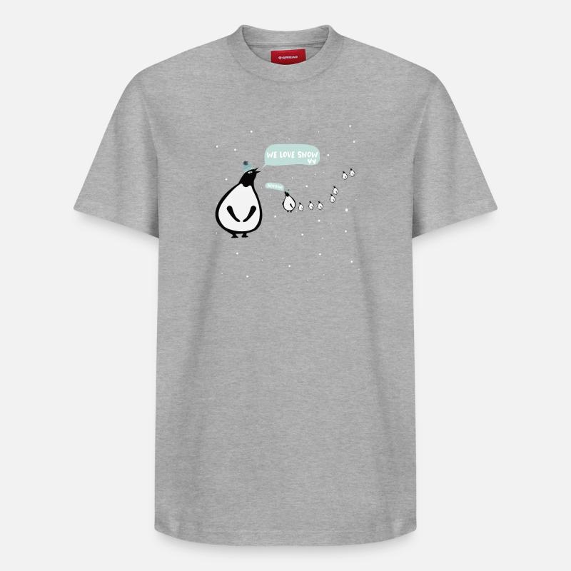 Illustration mignonne de manchots d’hiver - T-shirt unisexe décontracté en coton Supima – de SPREAD - gris chiné
