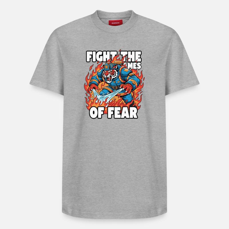 FeuerTiger Kampf Gegen Angst - Relaxed Unisex Supima Cotton T-Shirt – von SPREAD - Grau meliert