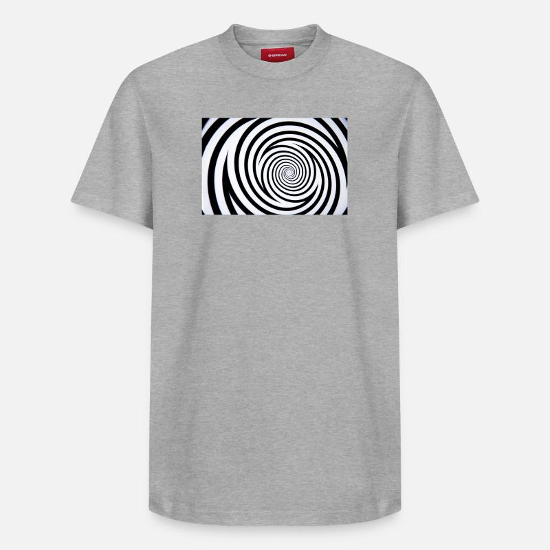 Monochrome en spirale hypnotique - T-shirt unisexe décontracté en coton Supima – de SPREAD - gris chiné