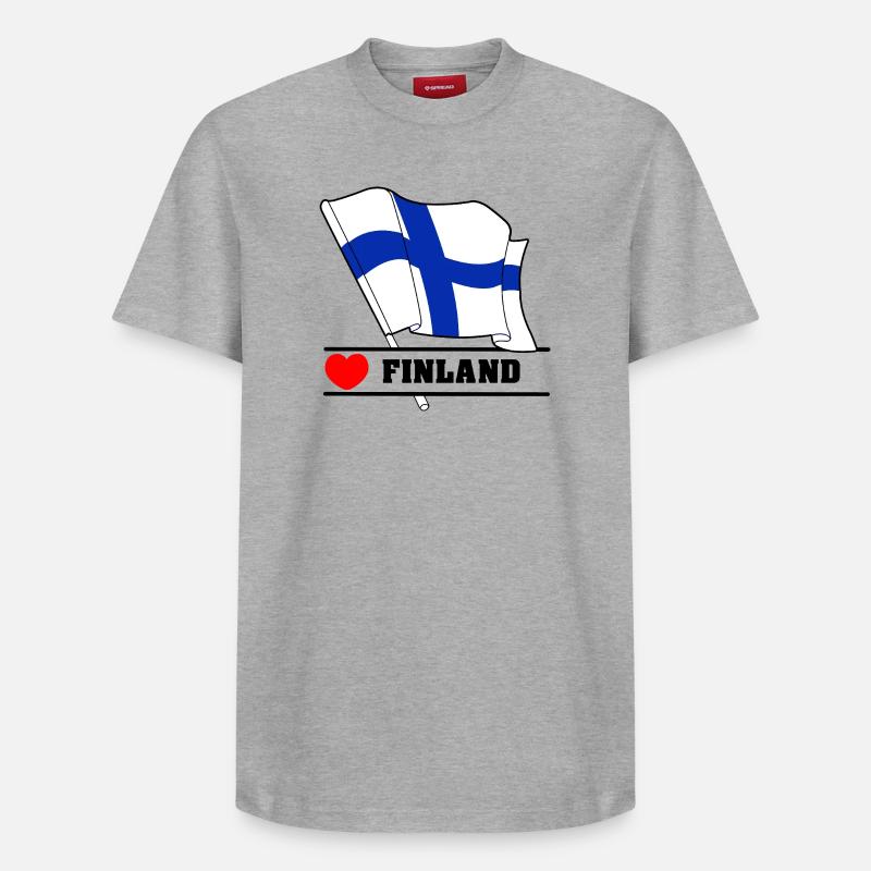 FINLANDE Drapeau avec cœur - T-shirt unisexe décontracté en coton Supima – de SPREAD - gris chiné