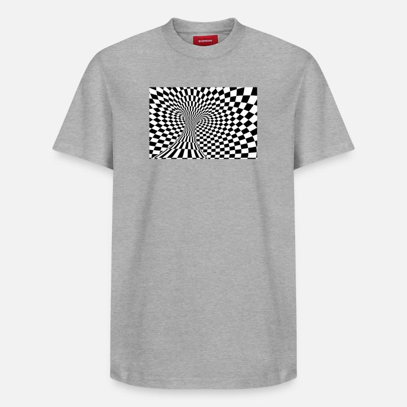 Tunnel optique damier - T-shirt unisexe décontracté en coton Supima – de SPREAD - gris chiné