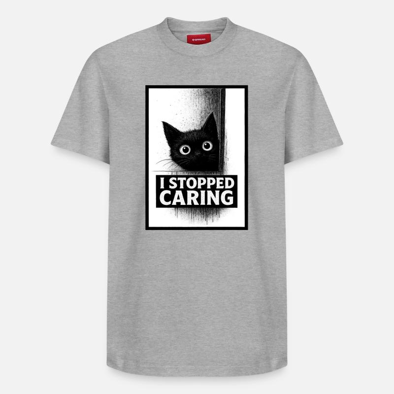 Arrêté de s’intéresser à Chat - T-shirt unisexe décontracté en coton Supima – de SPREAD - gris chiné