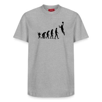 Basketball / Basketball / Basktet-Ball / Sports - Relaxed Unisex Supima Cotton T-Shirt – by SPREAD - heather grey - Front - AI Model Female 172 dark (172cm) & AI Model Male 185 dark (185cm)