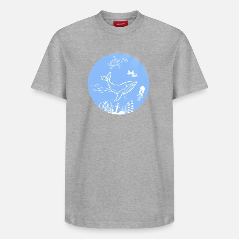 Monde sous-marin - T-shirt unisexe décontracté en coton Supima – de SPREAD - gris chiné