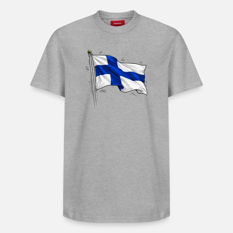Drapeau de la Finlande - T-shirt unisexe décontracté en coton Supima – de SPREAD - gris chiné