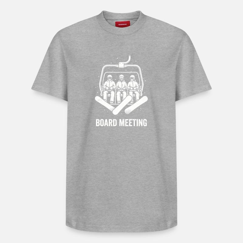 Vorstandssitzung Snowboard Sessellift Retro - Relaxed Unisex Supima Cotton T-Shirt – von SPREAD - Grau meliert
