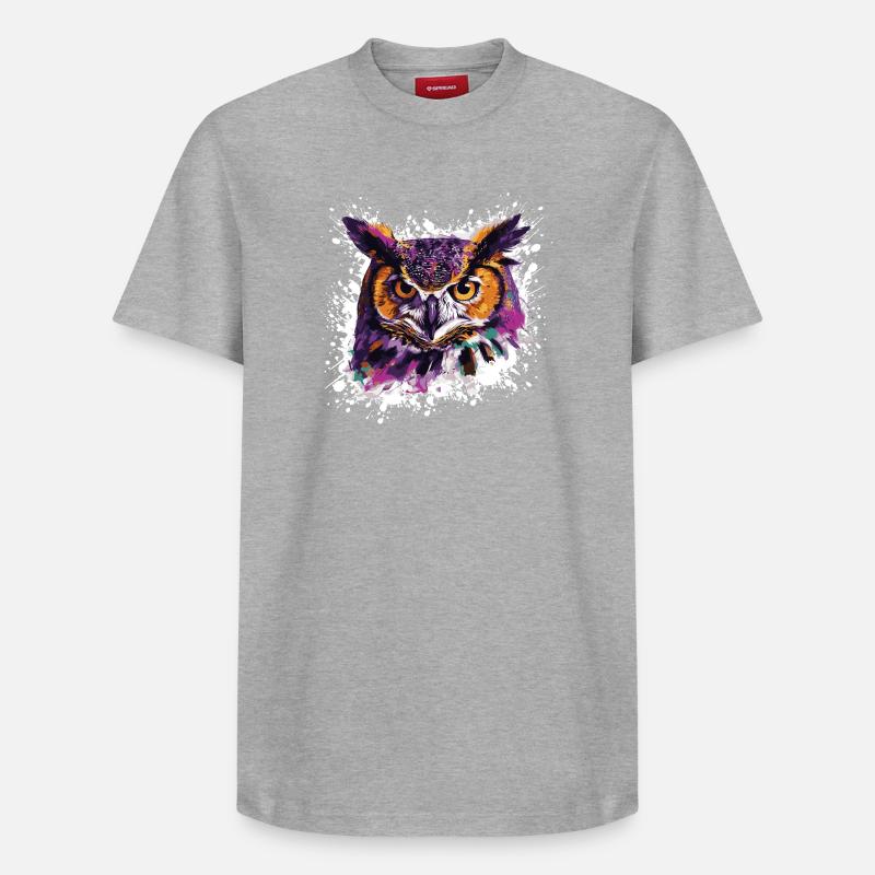 Eule Tier Nachteule - Relaxed Unisex Supima Cotton T-Shirt – von SPREAD - Grau meliert