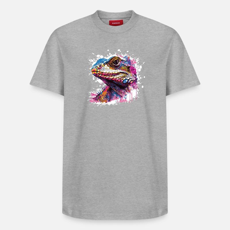 Graffiti de lézard - T-shirt unisexe décontracté en coton Supima – de SPREAD - gris chiné