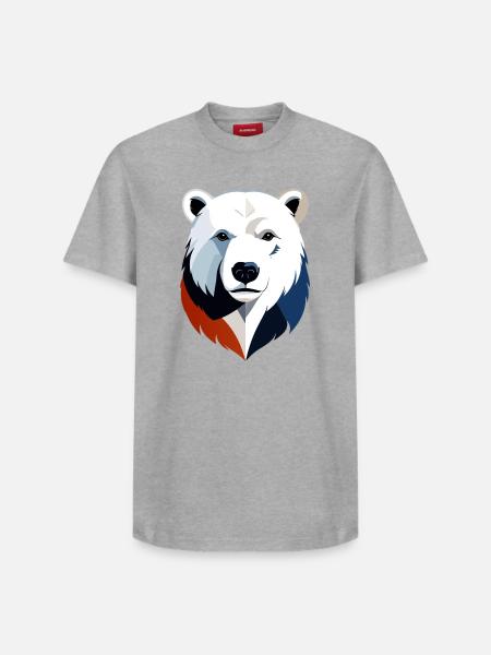 Geometrischer Polarbär Farbsplit - Relaxed Unisex Supima Cotton T-Shirt – von SPREAD - Grau meliert