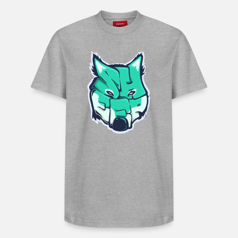 Loup-Mouton, mot dessiné - T-shirt unisexe décontracté en coton Supima – de SPREAD - gris chiné