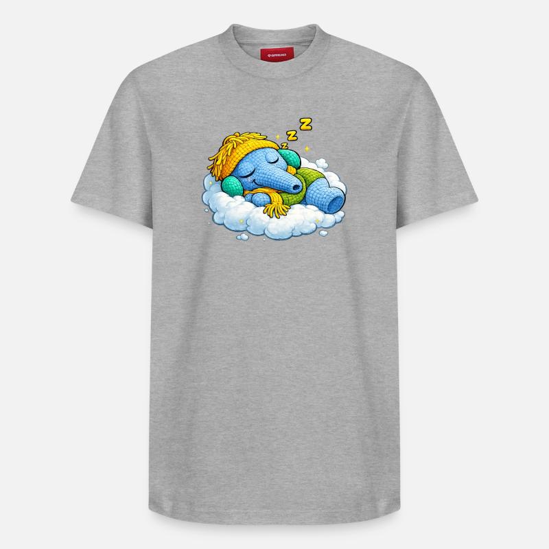 Leo Longnose Sleeping - T-shirt unisexe décontracté en coton Supima – de SPREAD - gris chiné