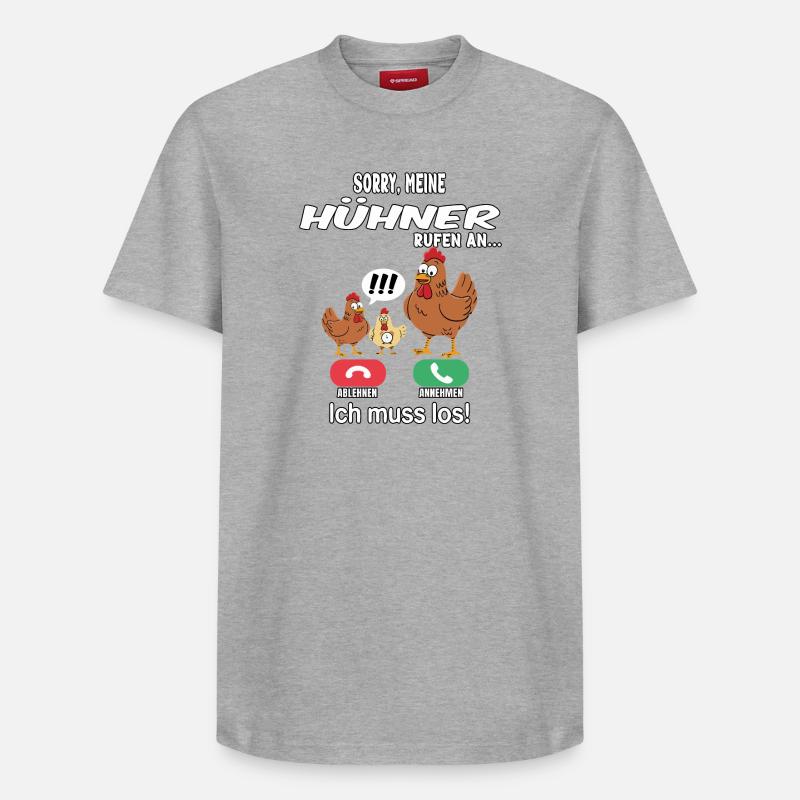 Désolé, mes poules appellent - T-shirt unisexe décontracté en coton Supima – de SPREAD - gris chiné
