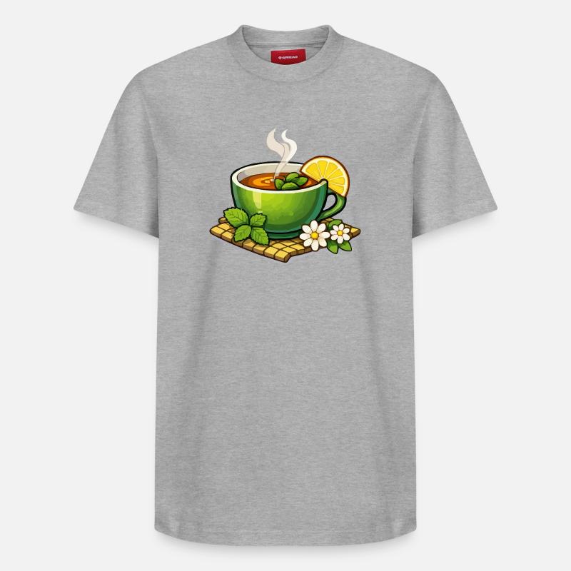 Tisane verte aux agrumes - T-shirt unisexe décontracté en coton Supima – de SPREAD - gris chiné