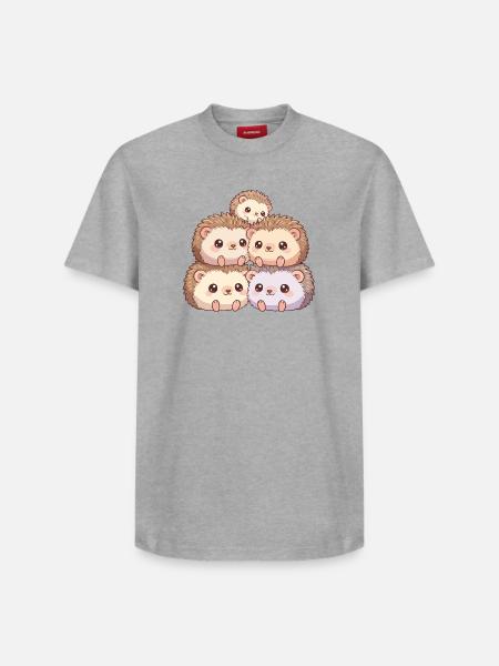 Kuschelige Igelfamilie - Relaxed Unisex Supima Cotton T-Shirt – von SPREAD - Grau meliert