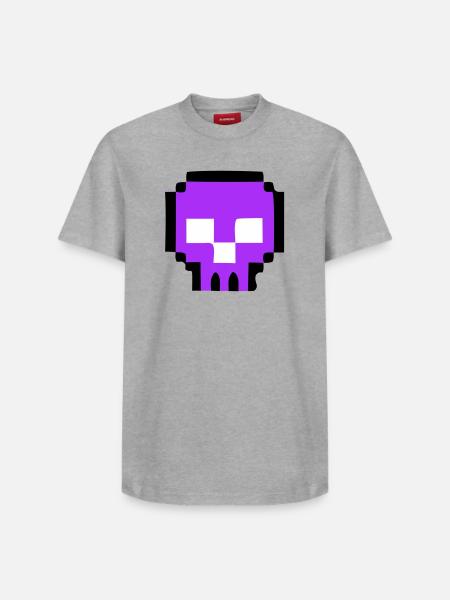 Pixel Skull Game Over - Relaxed Unisex Supima Cotton T-Shirt – by SPREAD - heather grey