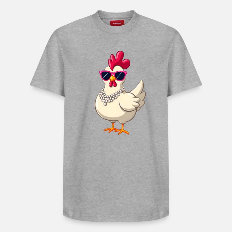 Poulet - T-shirt unisexe décontracté en coton Supima – de SPREAD - gris chiné