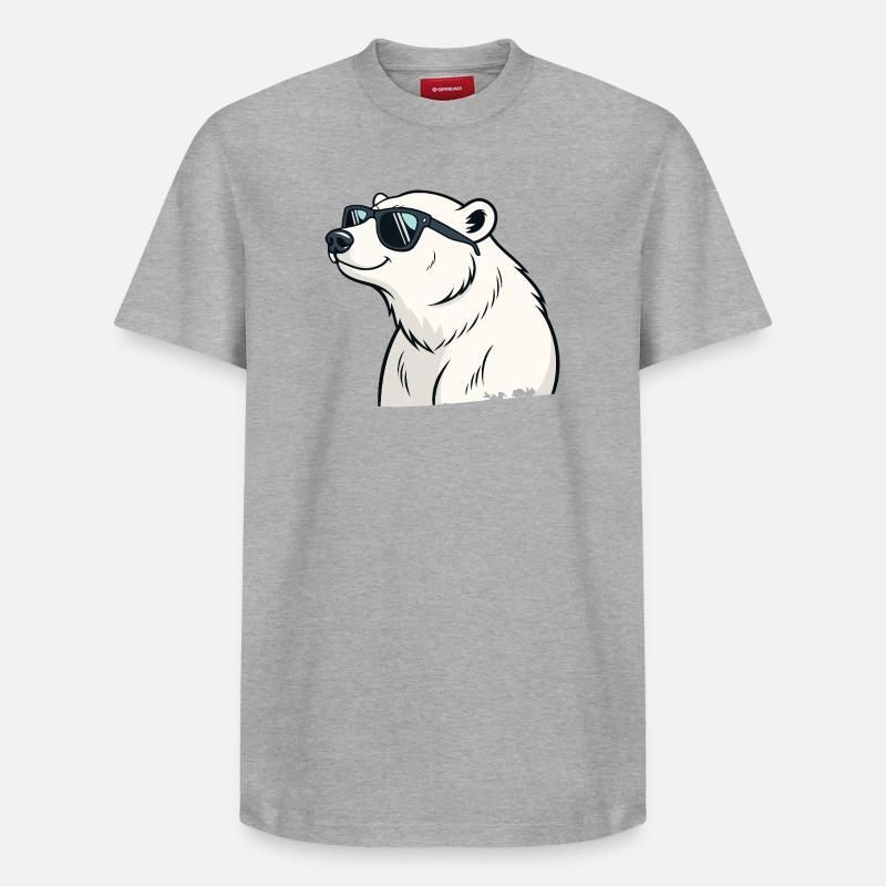 Cooler Eisbär mit Brille - Relaxed Unisex Supima Cotton T-Shirt – von SPREAD - Grau meliert