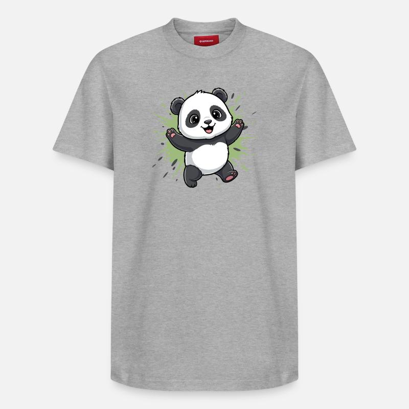 Cuddly Panda Spritz Background - Relaxed Unisex Supima Cotton T-Shirt – by SPREAD - heather grey