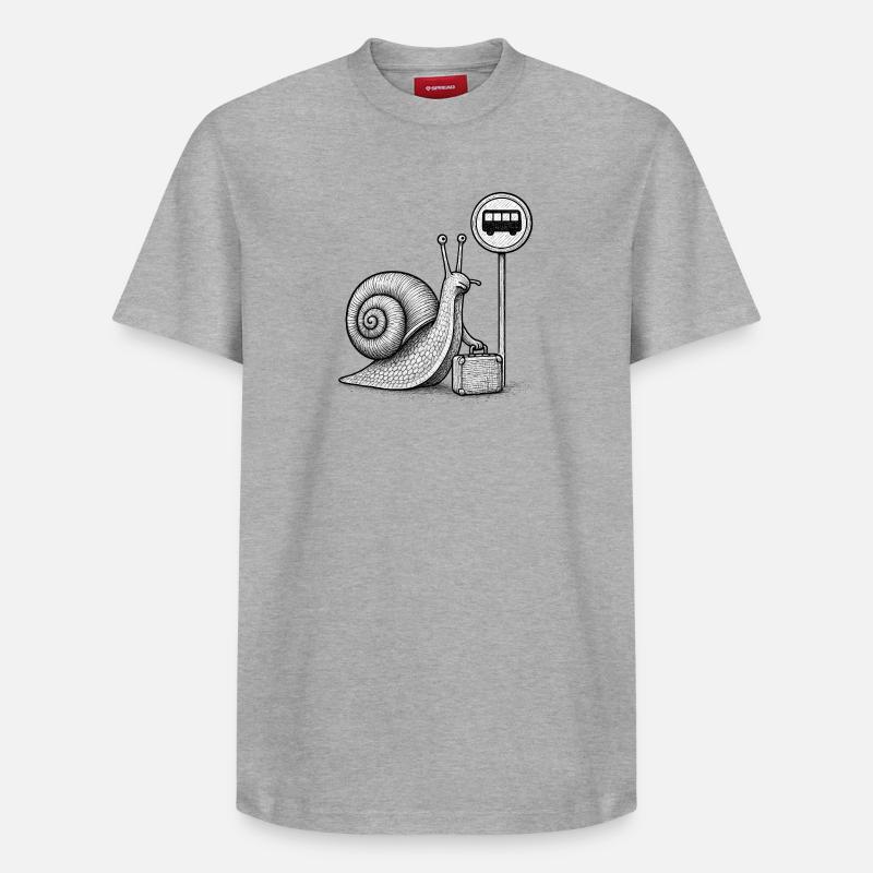 Un escargot en route - T-shirt unisexe décontracté en coton Supima – de SPREAD - gris chiné