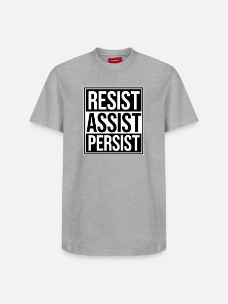Resist Assist Persist Activism Motivation Logo - Relaxed Unisex Supima Cotton T-Shirt – by SPREAD - heather grey