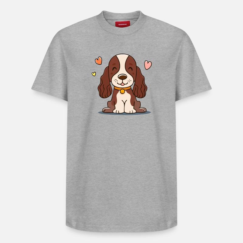 Hündchen mit Wuschelohren (Chibi-Comic) - Relaxed Unisex Supima Cotton T-Shirt – von SPREAD - Grau meliert
