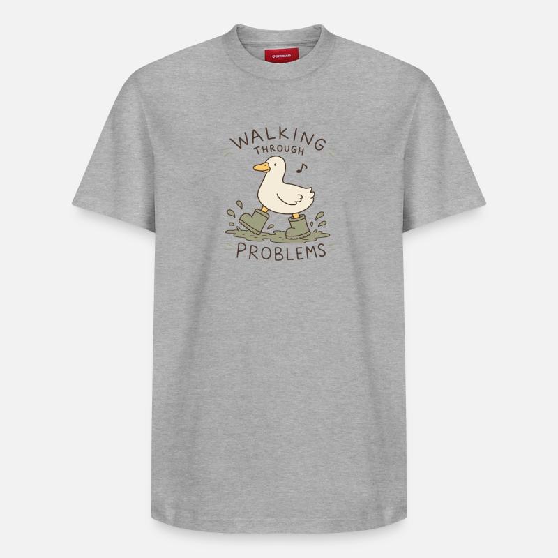 Duck Walking Through Problems - Relaxed Unisex Supima Cotton T-Shirt – by SPREAD - heather grey