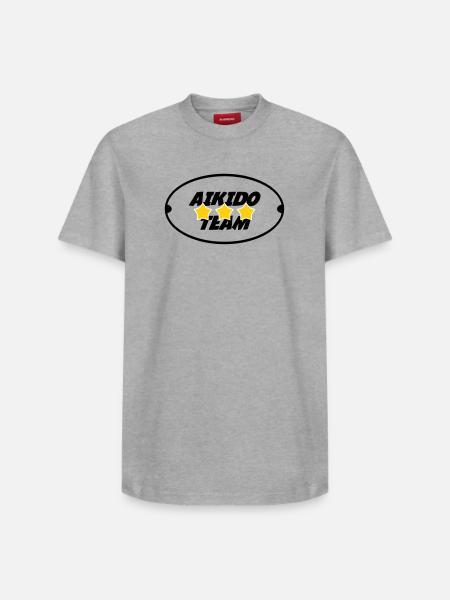 Aikido-Team - Relaxed Unisex Supima Cotton T-Shirt – von SPREAD - Grau meliert