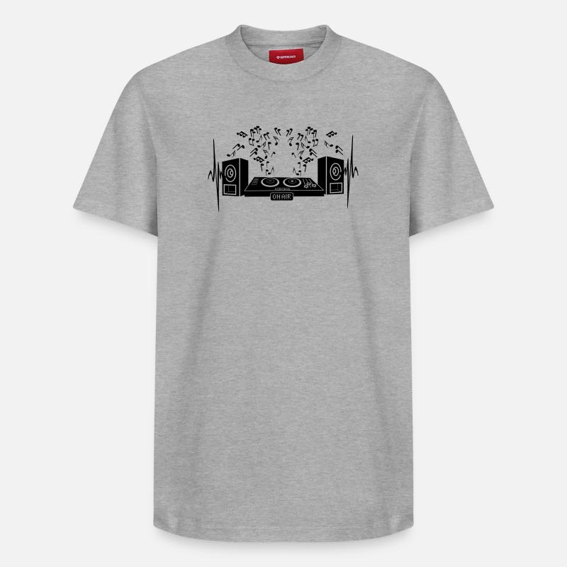 Platine vinyle discothèque - T-shirt unisexe décontracté en coton Supima – de SPREAD - gris chiné
