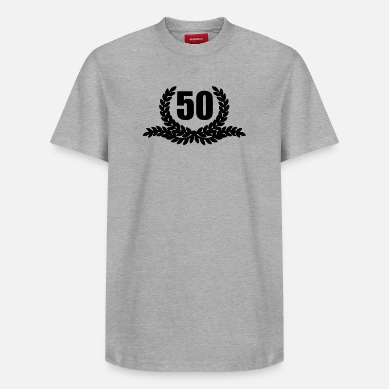 Couronne de laurier 50 ANS - T-shirt unisexe décontracté en coton Supima – de SPREAD - gris chiné