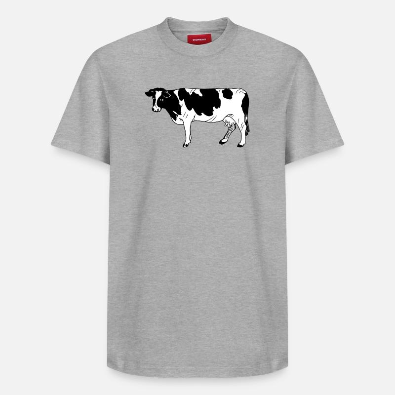 Vache à fourrure noire - T-shirt unisexe décontracté en coton Supima – de SPREAD - gris chiné