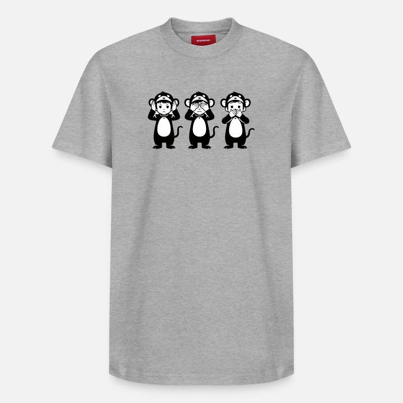 Trois singes - T-shirt unisexe décontracté en coton Supima – de SPREAD - gris chiné