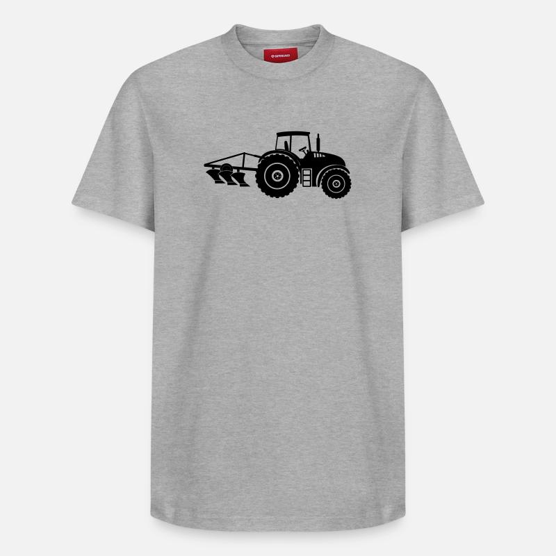 Traktor mit Pflug-Logo-Bauernhof - Relaxed Unisex Supima Cotton T-Shirt – von SPREAD - Grau meliert