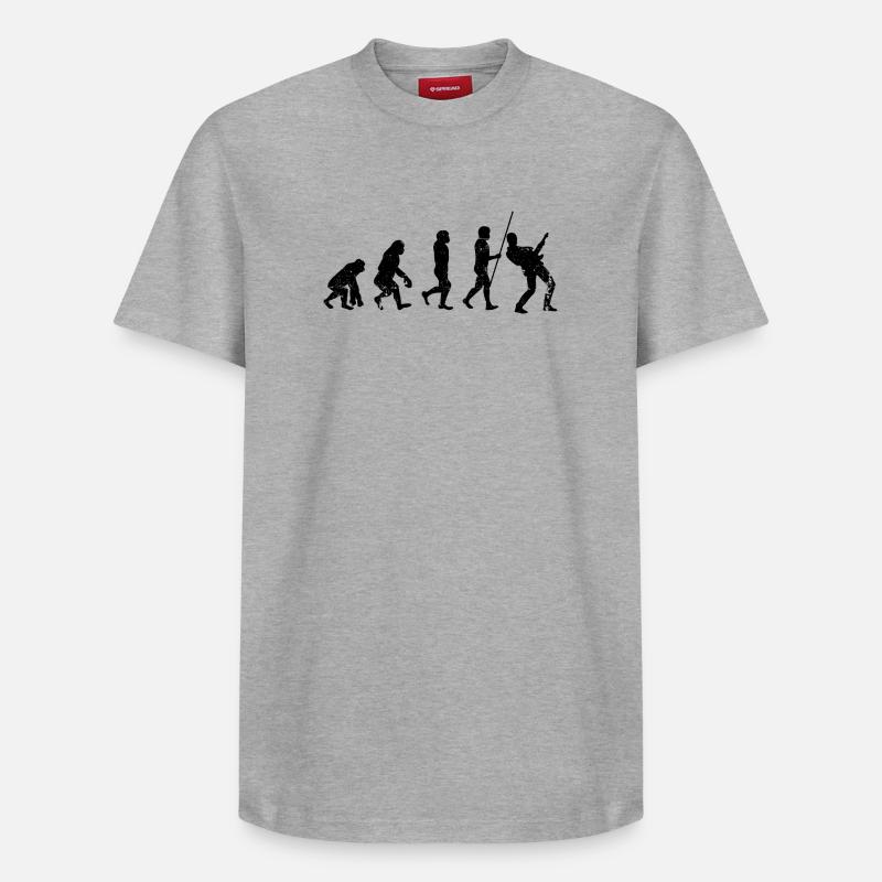 Evolution guitar player - Relaxed Unisex Supima Cotton T-Shirt – by SPREAD - heather grey